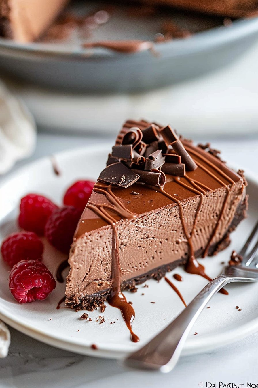 No Bake Keto Chocolate Cheesecake serving