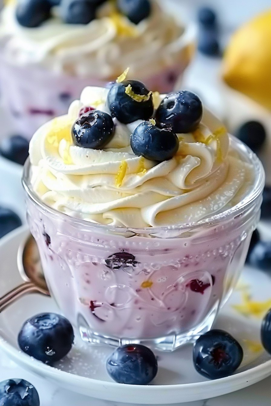 Lemon and Blueberry Keto Cheesecake Fluff serving