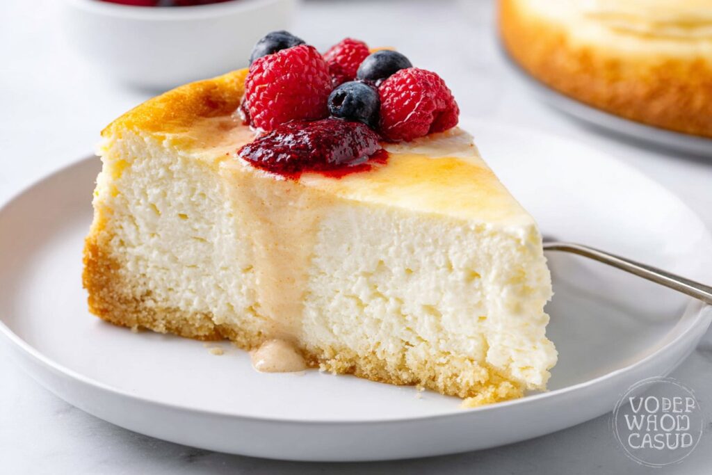 Low Carb Cheesecakes with Raspberry Sauce featured