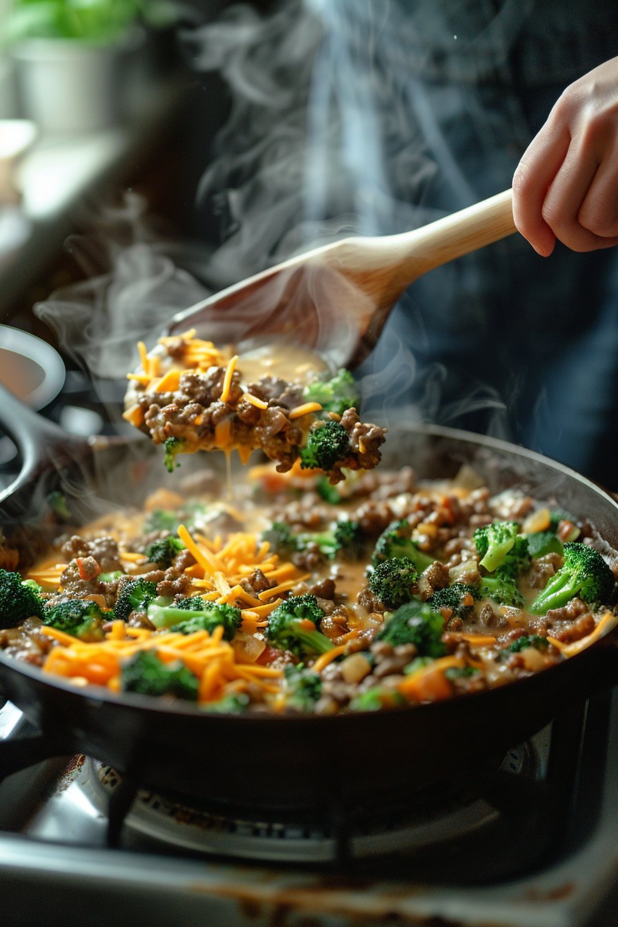 Keto Hamburger Broccoli Skillet instructions process