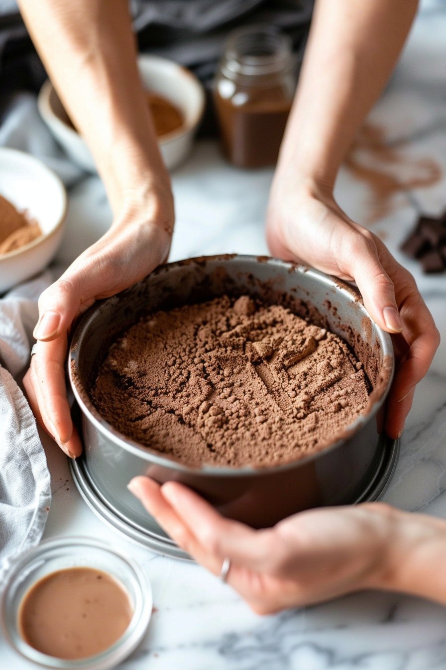 No Bake Keto Chocolate Cheesecake instructions process