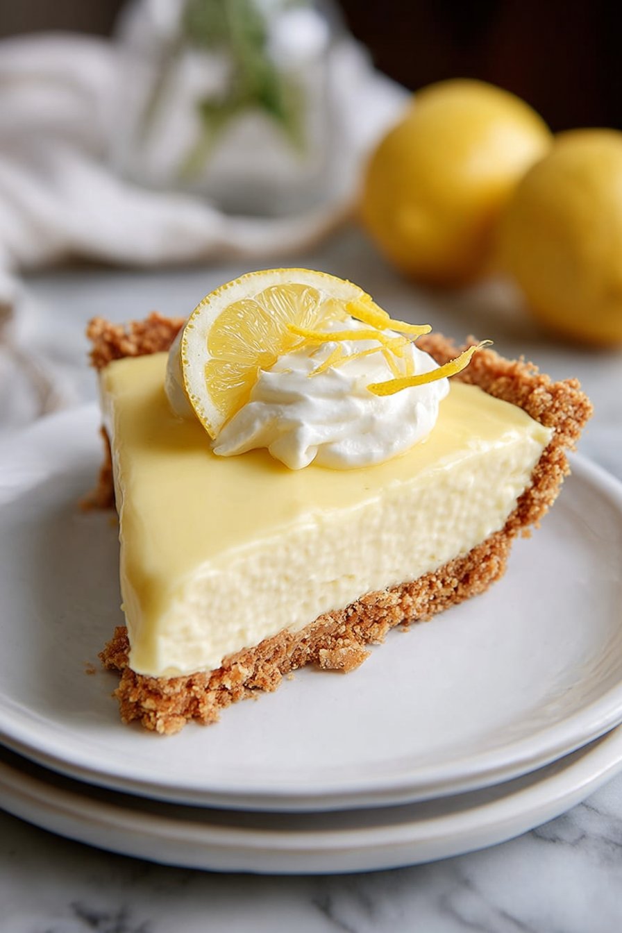 No-Bake Sugar-Free Lemon Pie with Almond Flour Crust serving