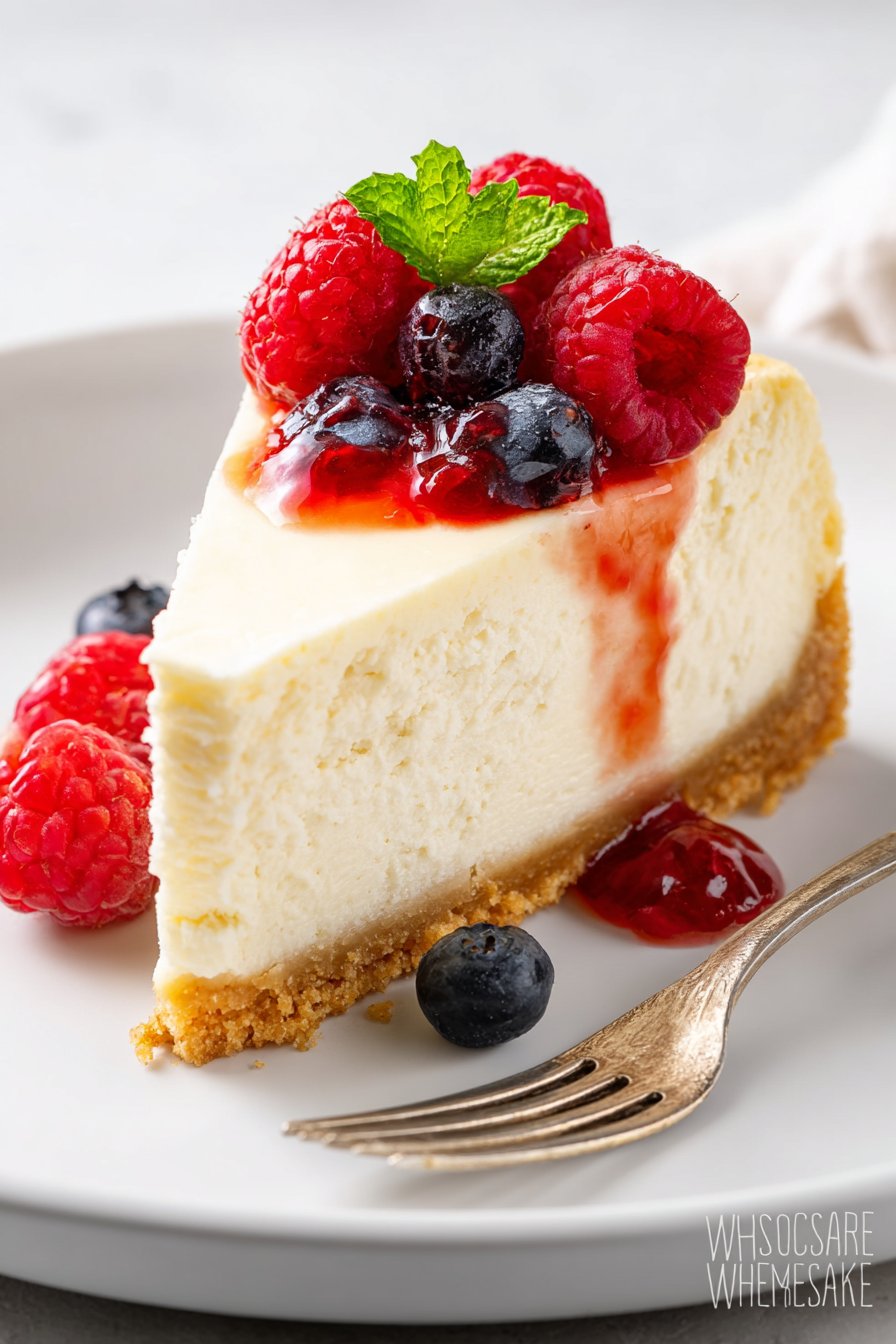 Low Carb Cheesecakes with Raspberry Sauce serving