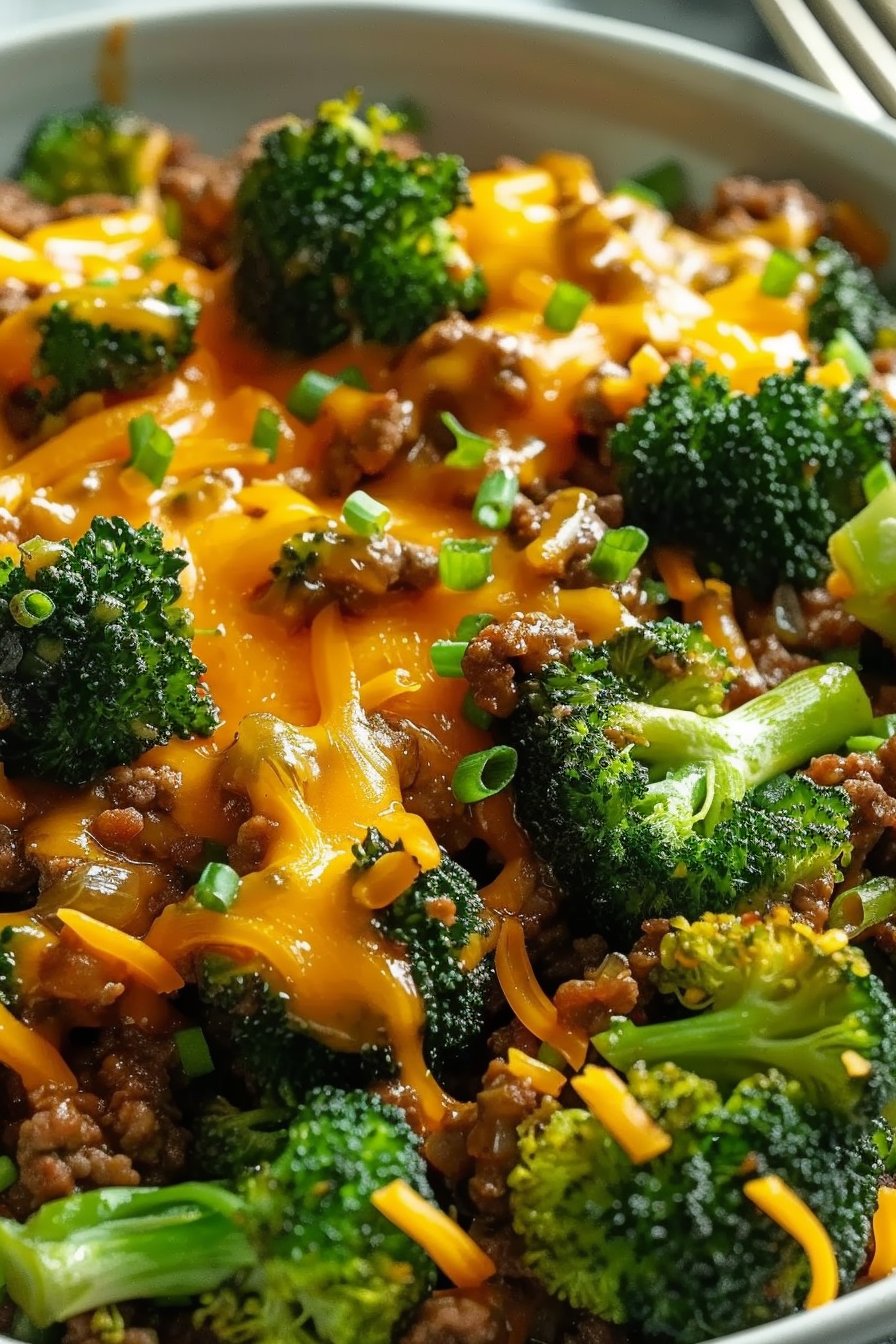 Keto Hamburger Broccoli Skillet serving
