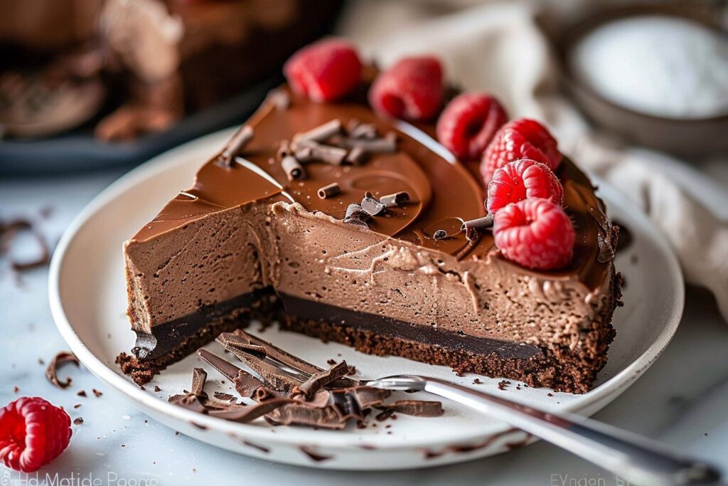 No Bake Keto Chocolate Cheesecake featured