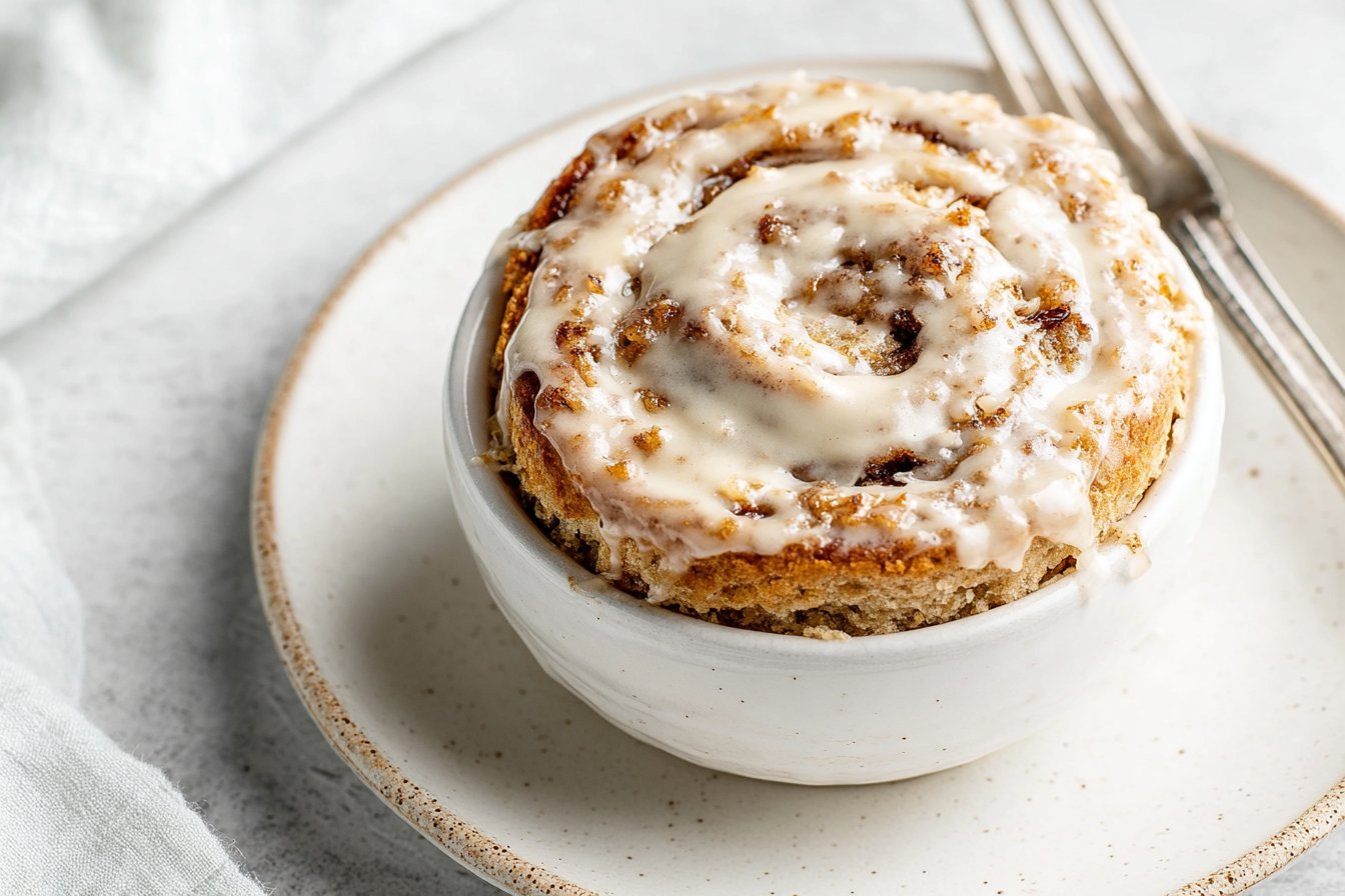 The Easiest Sugar-Free Cinnamon Roll Mug Cake recipe card