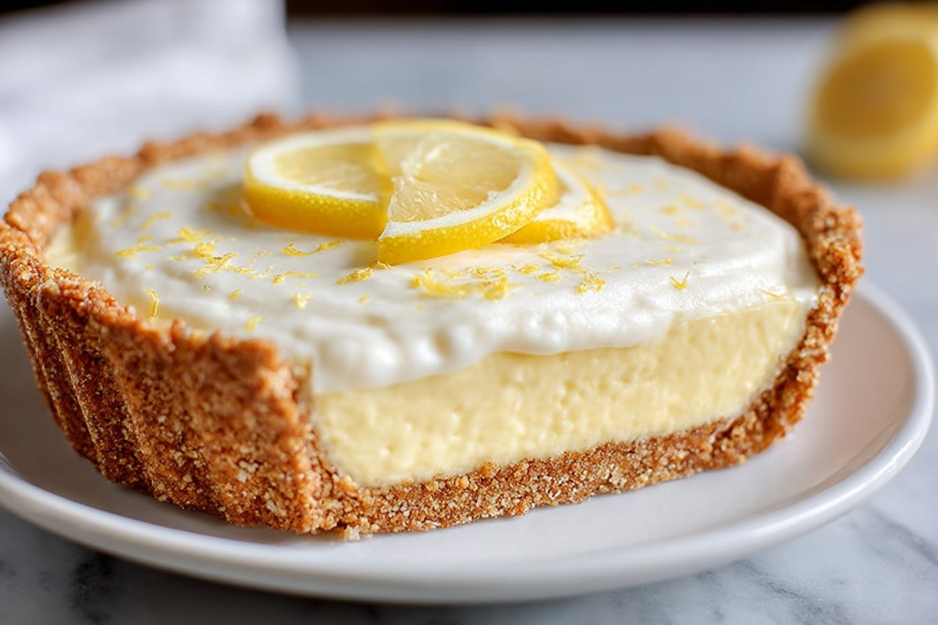 No-Bake Sugar-Free Lemon Pie with Almond Flour Crust recipe card
