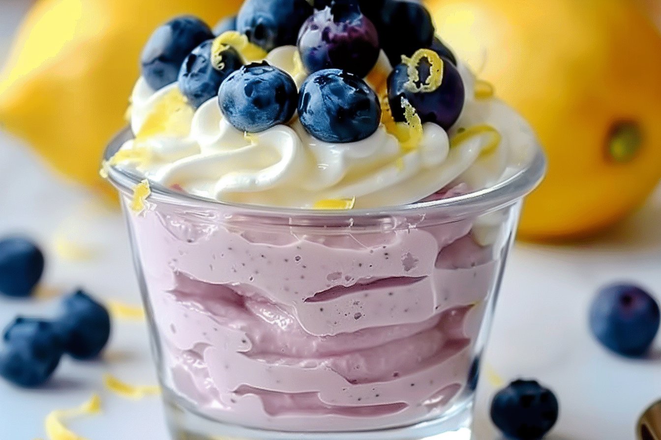 Lemon and Blueberry Keto Cheesecake Fluff recipe card
