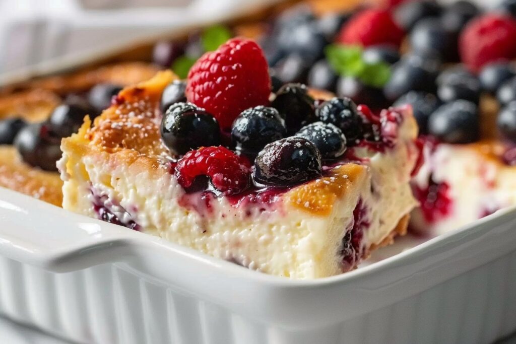 High Protein Triple Berry Bake featured