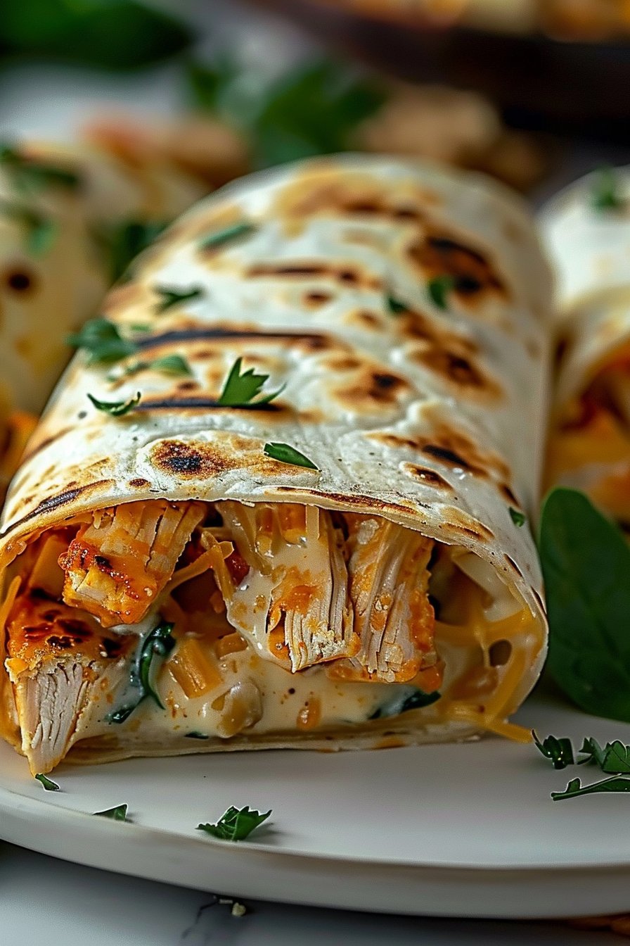 Low Carb Cheesy Garlic Chicken Wraps serving image