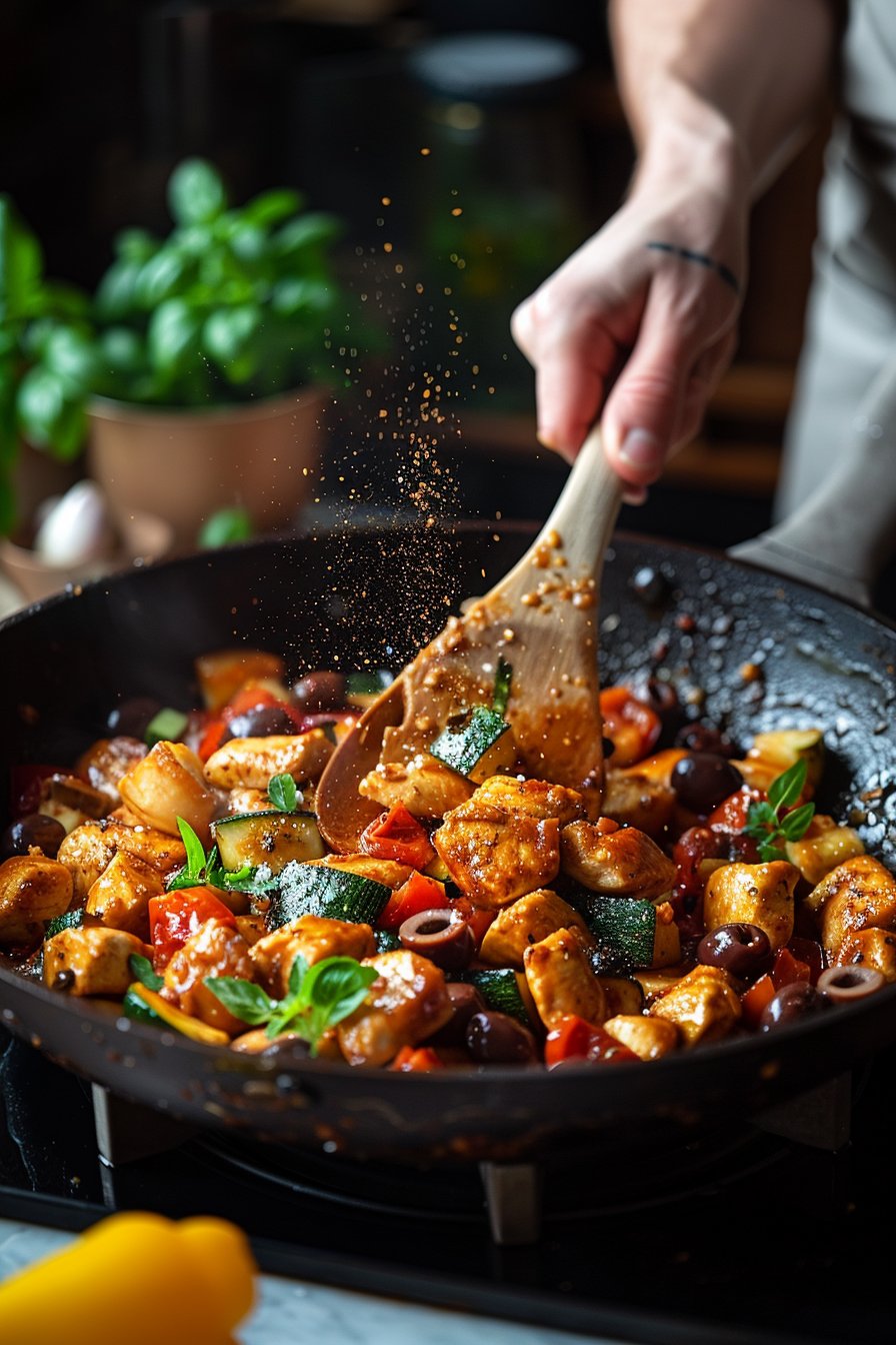 Mediterranean Chicken Stir Fry Recipe: Wholesome 30-Minute Delight process image