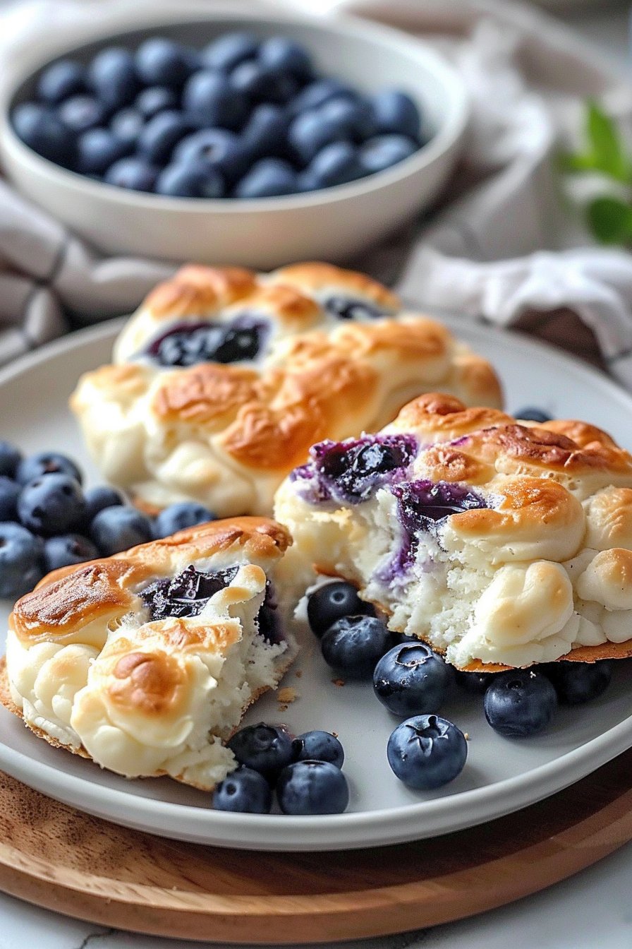 Fluffy Cottage Cheese Blueberry Cloud Bread serving