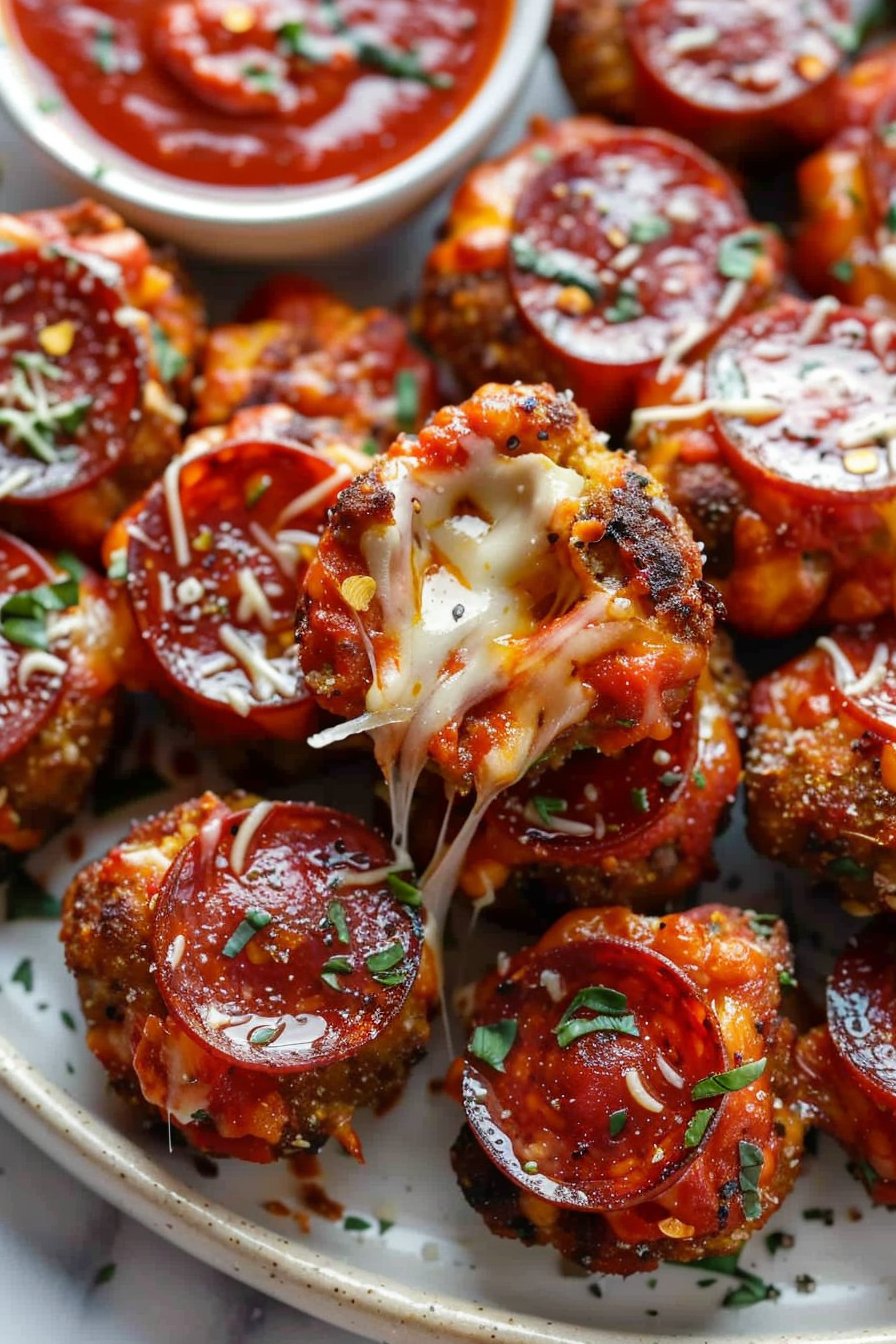 Keto Beef halal beef sausage slices Pizza Bites serving image