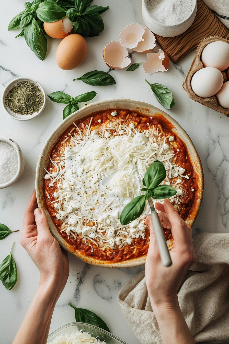 53g Protein Crustless Pizza Pie process image