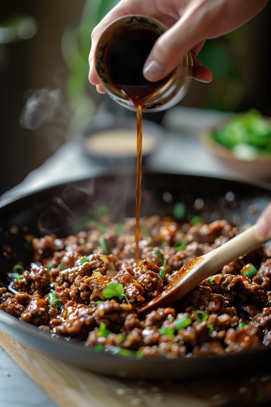 Delightful Spicy Keto Korean Beef with Cucumber Salad Dish process image