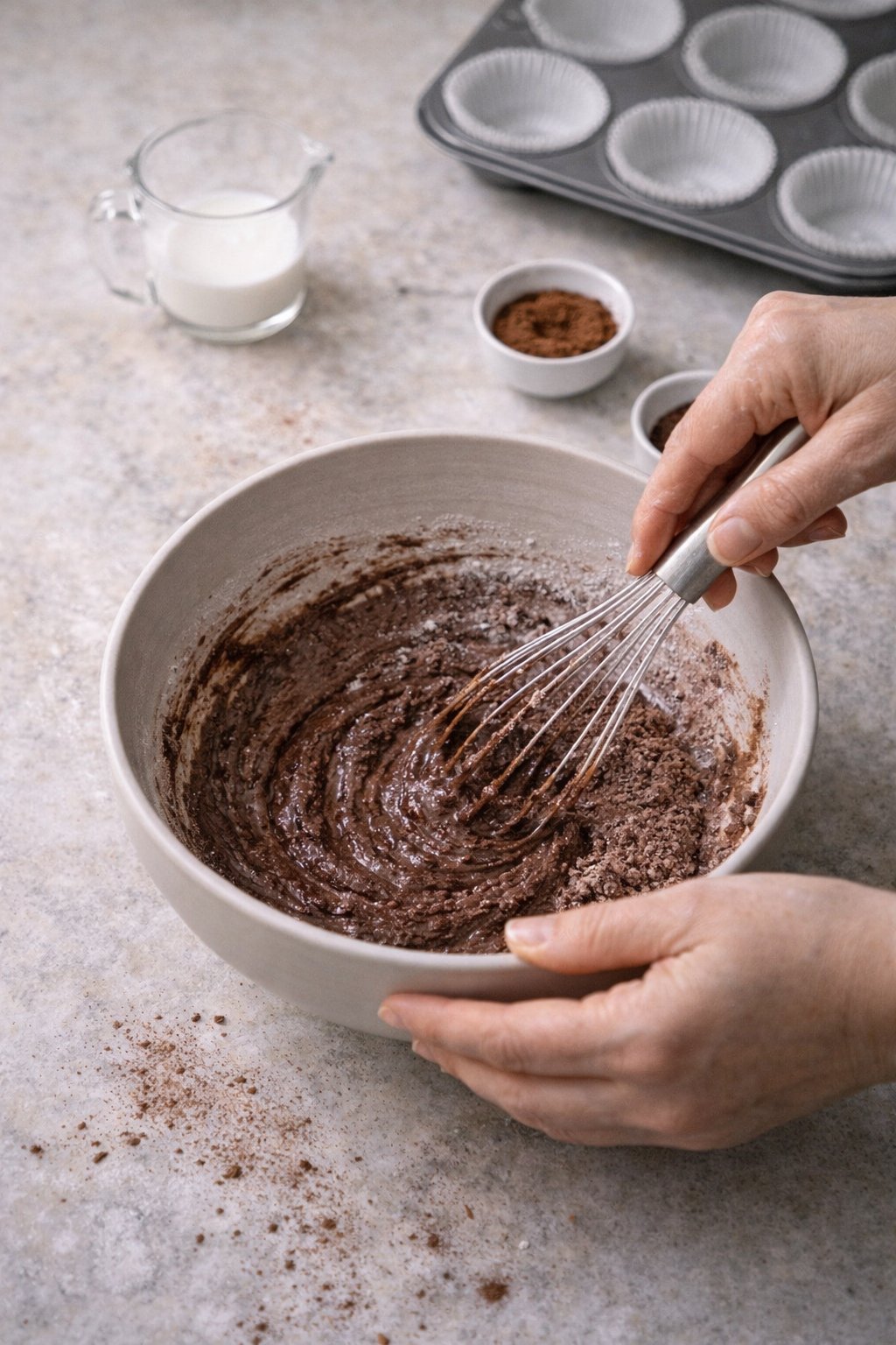 Sugar Free Chocolate Muffins process image