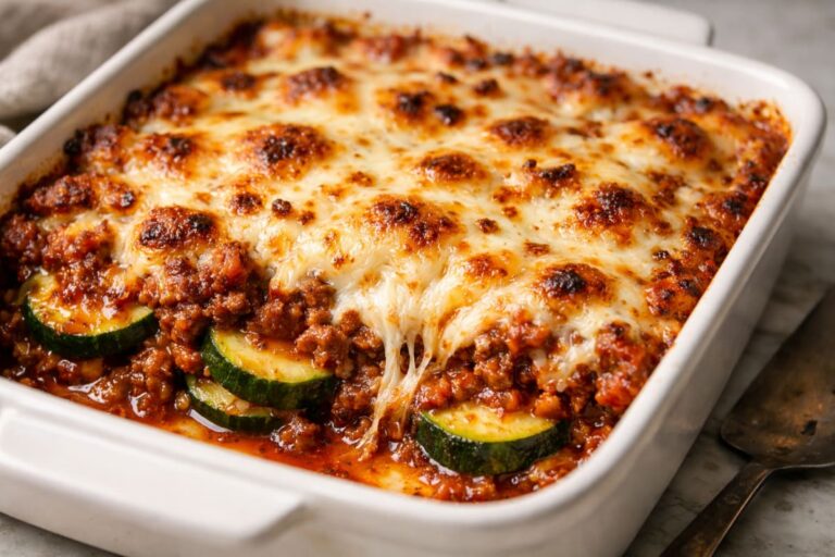 Low-Carb Ground Beef Zucchini Bake featured image