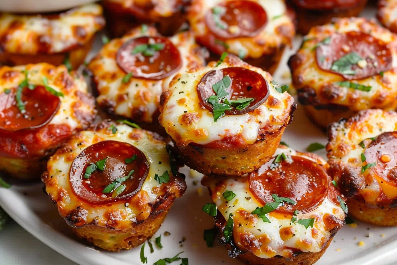 Keto Beef Pepperoni Pizza Bites recipe card