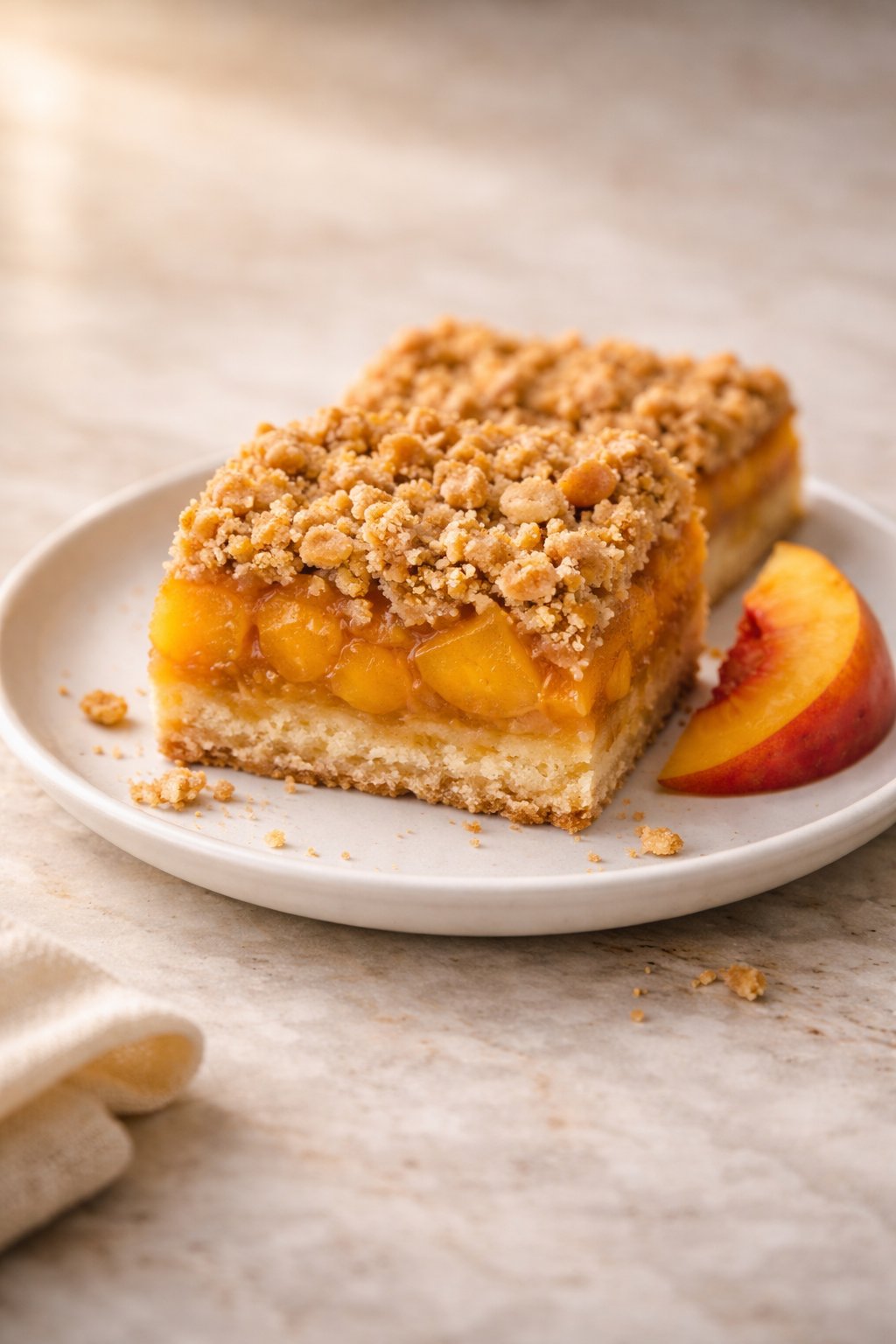 Diabetic Friendly Sugar Free Peach Crumble Bars. - The Naked Diabetic recipe card
