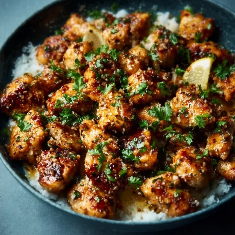 Delicious garlic butter chicken bites served on a plate