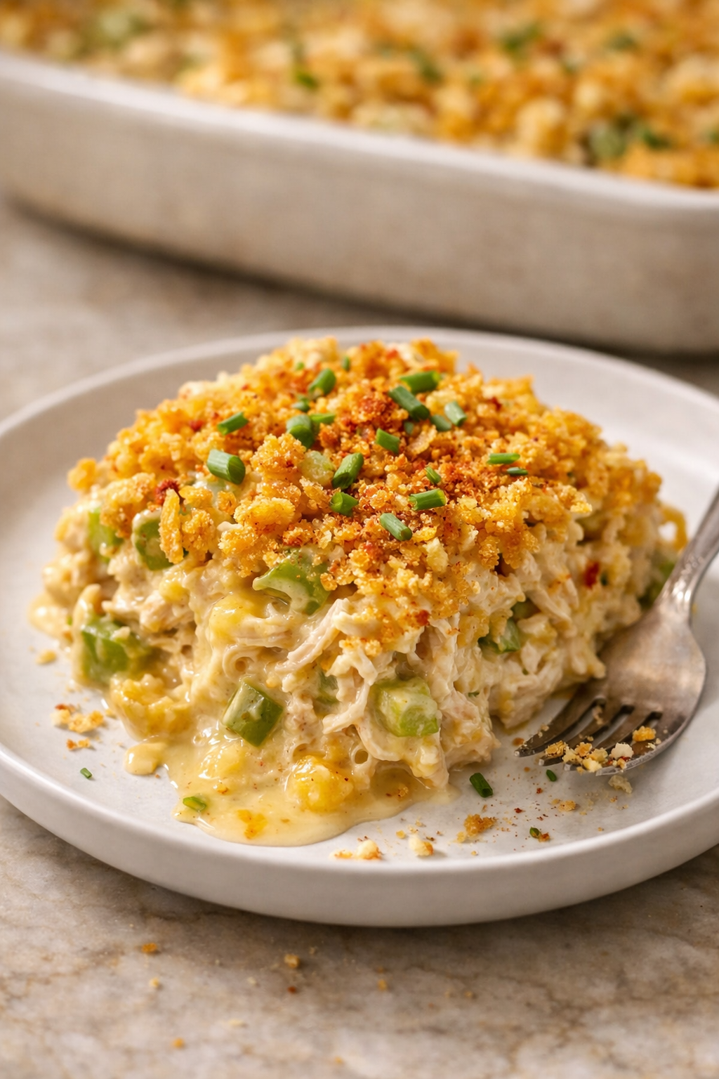 Heart Healthy Chicken Casserole with Vegetables and Herbs serving image