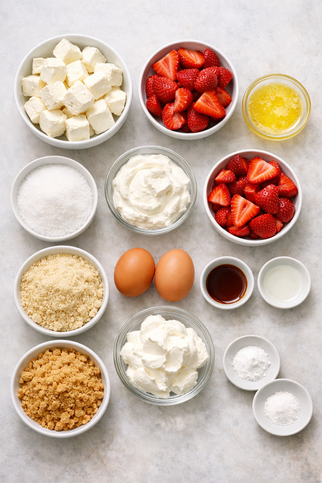 The Best Diabetic Sugar Free Strawberry Cheesecake Squares - The Naked Diabetic ingredients image