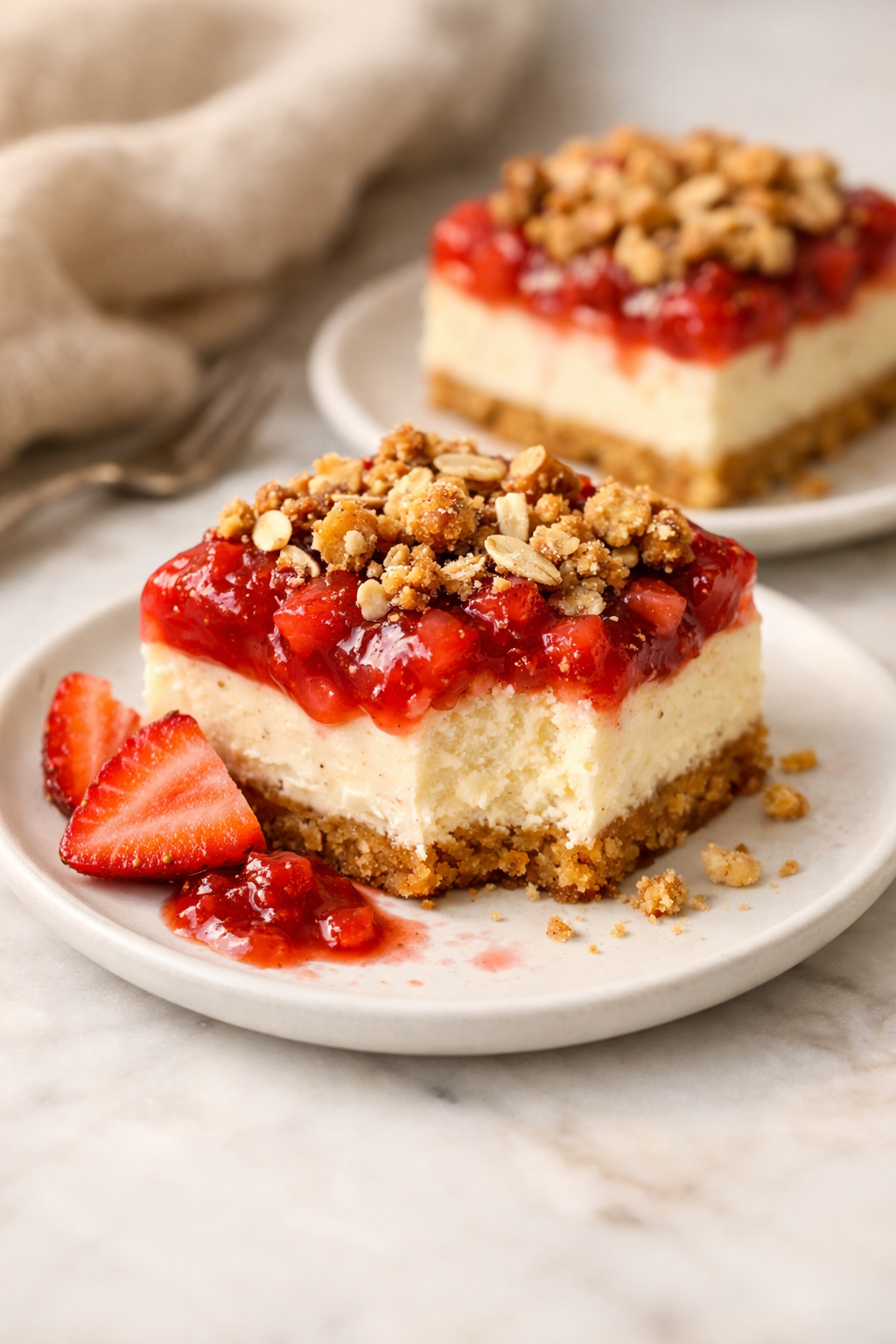 The Best Diabetic Sugar Free Strawberry Cheesecake Squares - The Naked Diabetic serving image