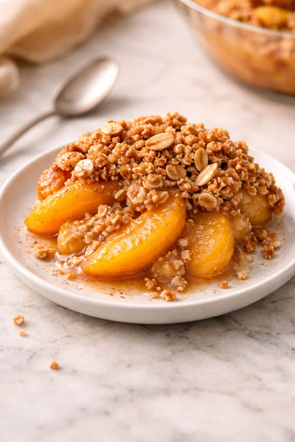 Diabetic Friendly Peach Cobbler Recipe with Fresh Peaches serving image