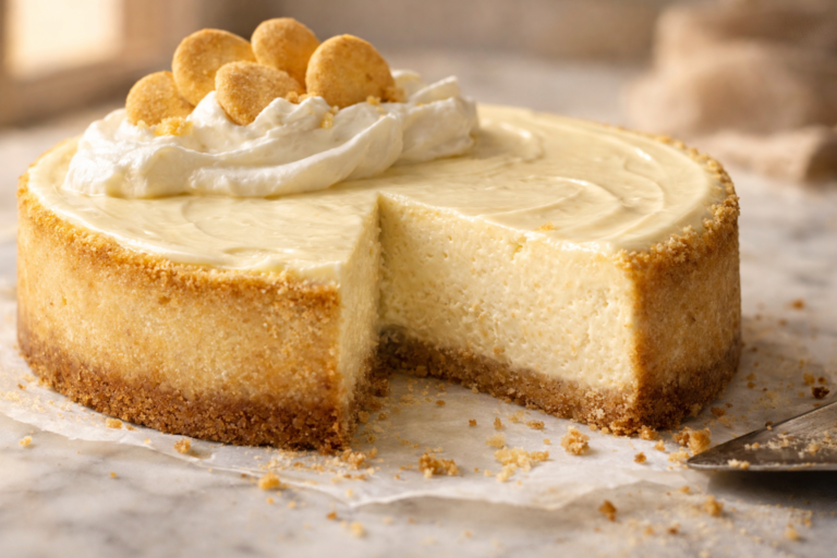 Keto Banana Pudding Cheesecake Recipe with Creamy Low Carb Crust featured image