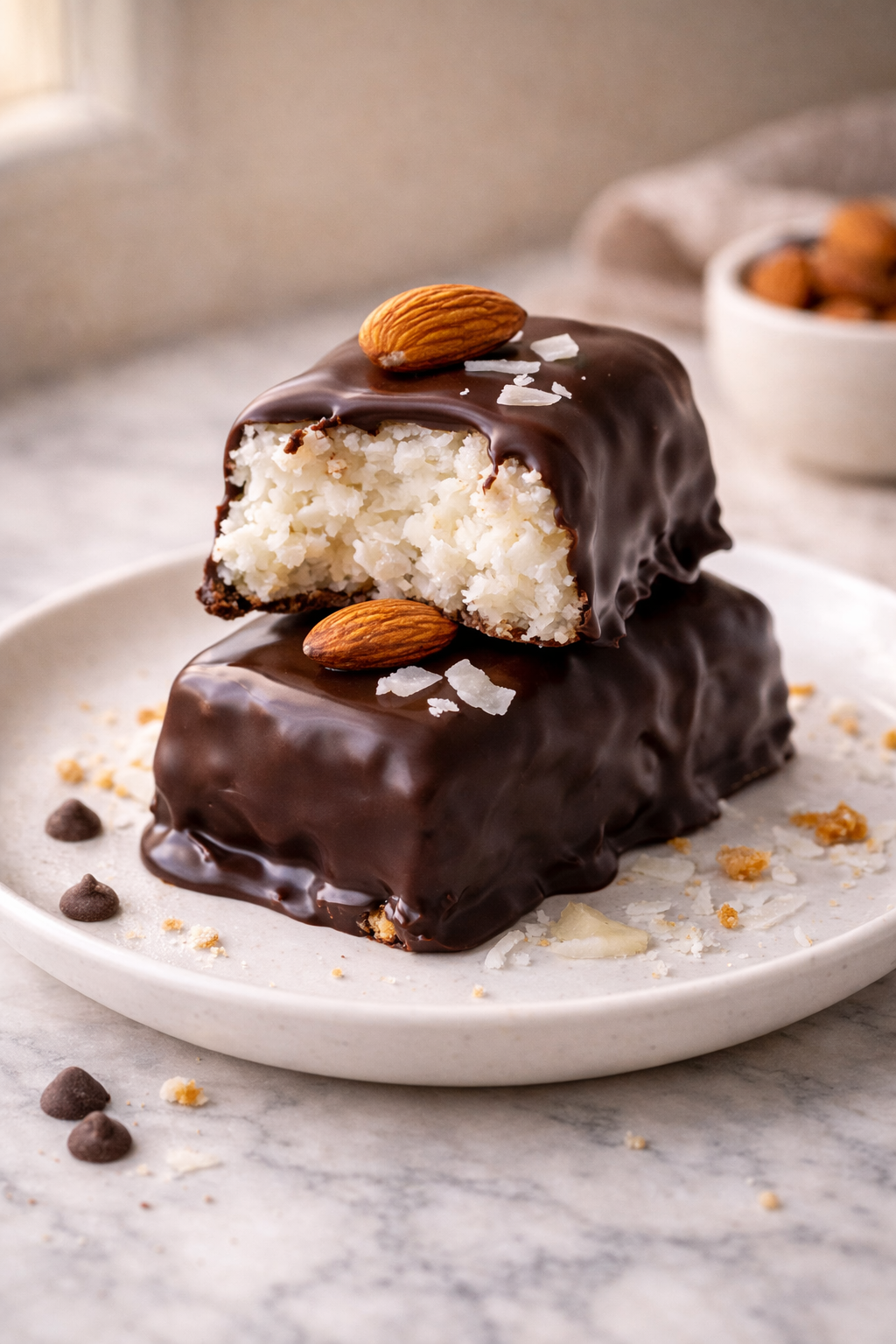 Keto Almond Joy Bars Easy Low Carb Dessert Recipe serving image