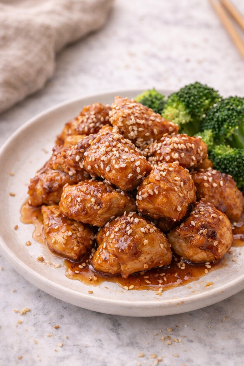 Sugar Free Sesame Chicken Easy Weeknight Stir Fry Recipe serving image