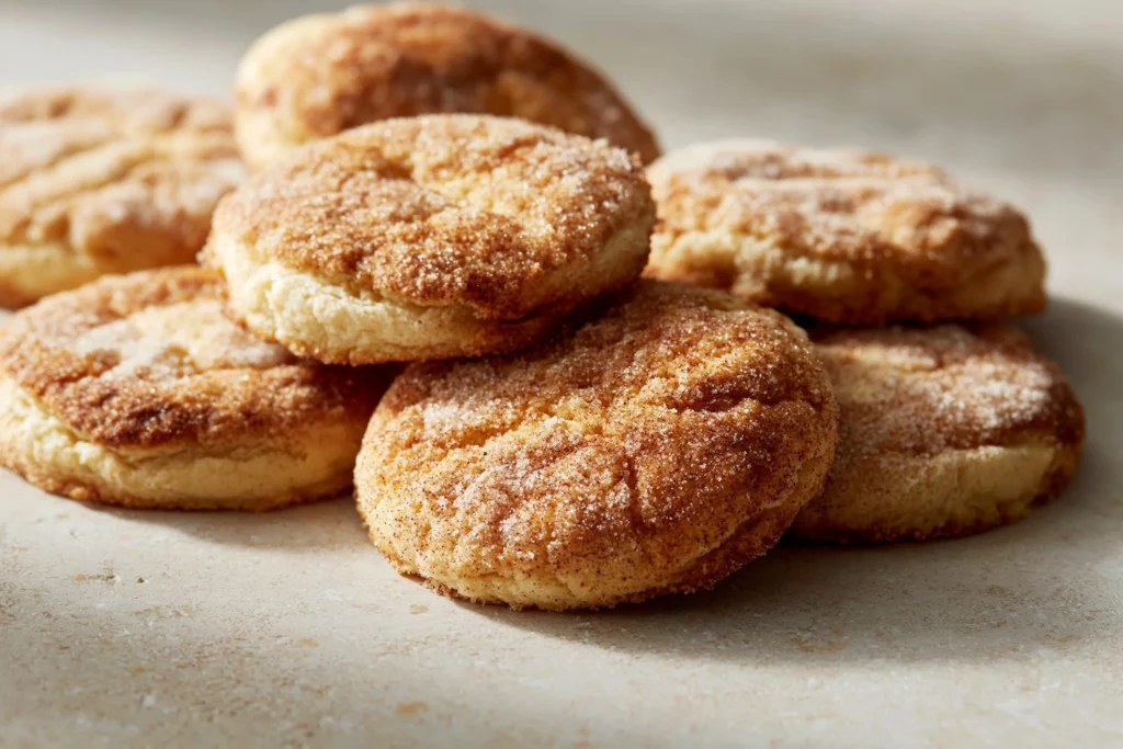 Chewy French toast cookies freshly baked with syrup and cinnamon.