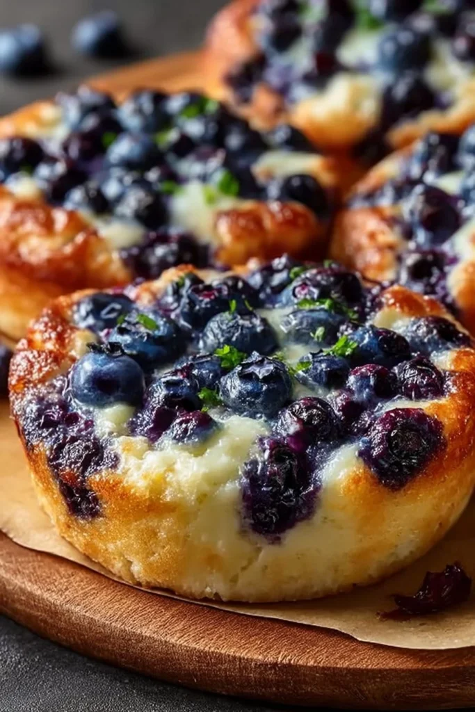 Fluffy Cottage Cheese Blueberry Cloud Bread on a plate