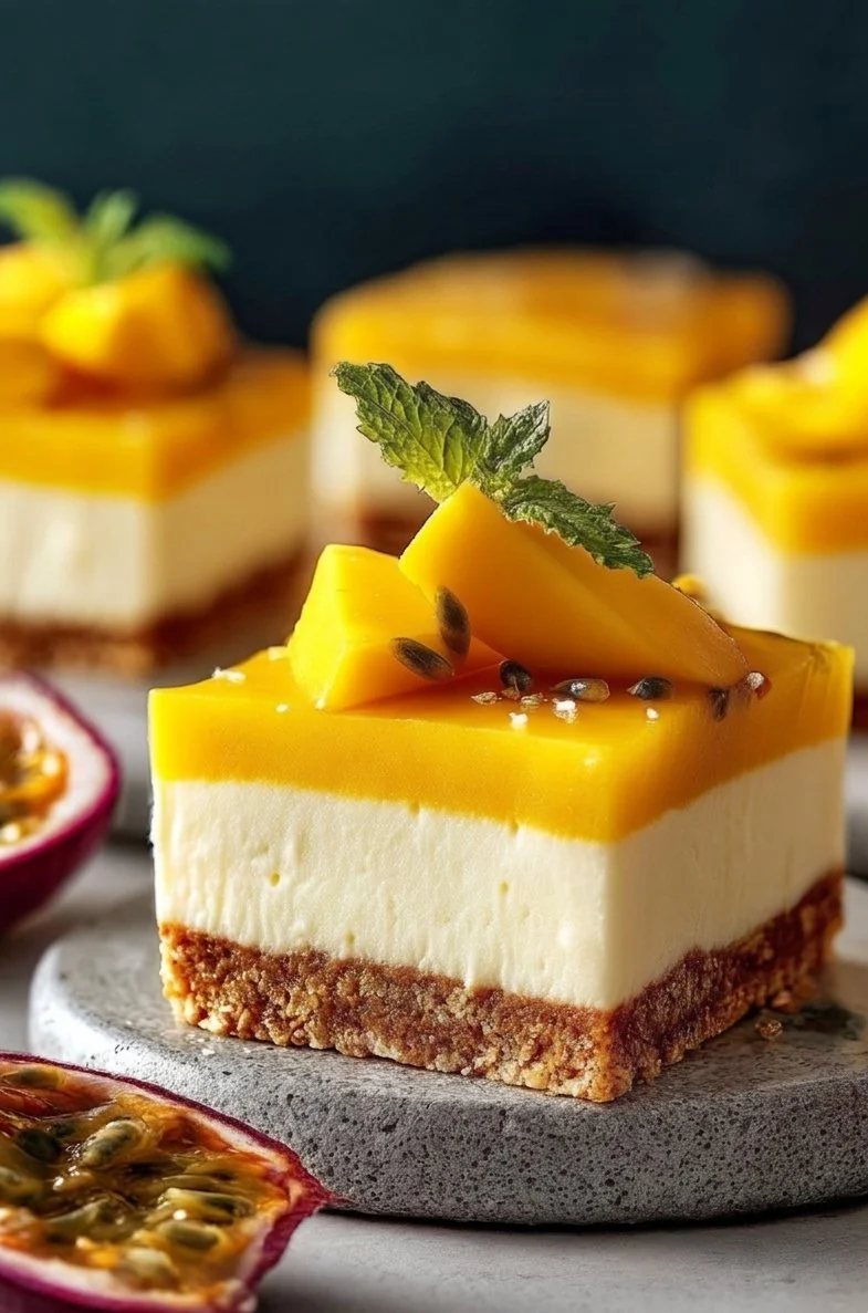 Creamy Vegan Mango Cheesecake Bars