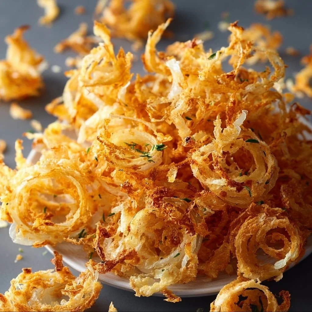 Crunchy crispy air fryer onions ready to snack on
