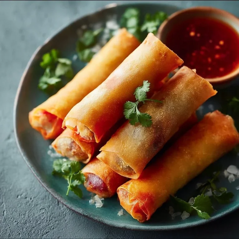 Crispy air fryer spring rolls served with dipping sauce