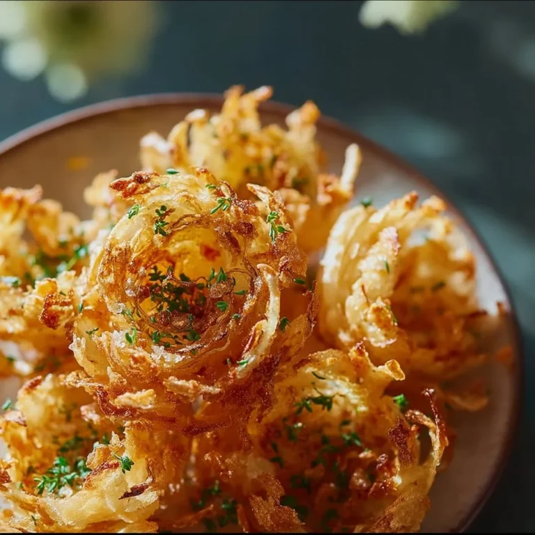 Plate of crispy mini blooming onions cooked in an air fryer