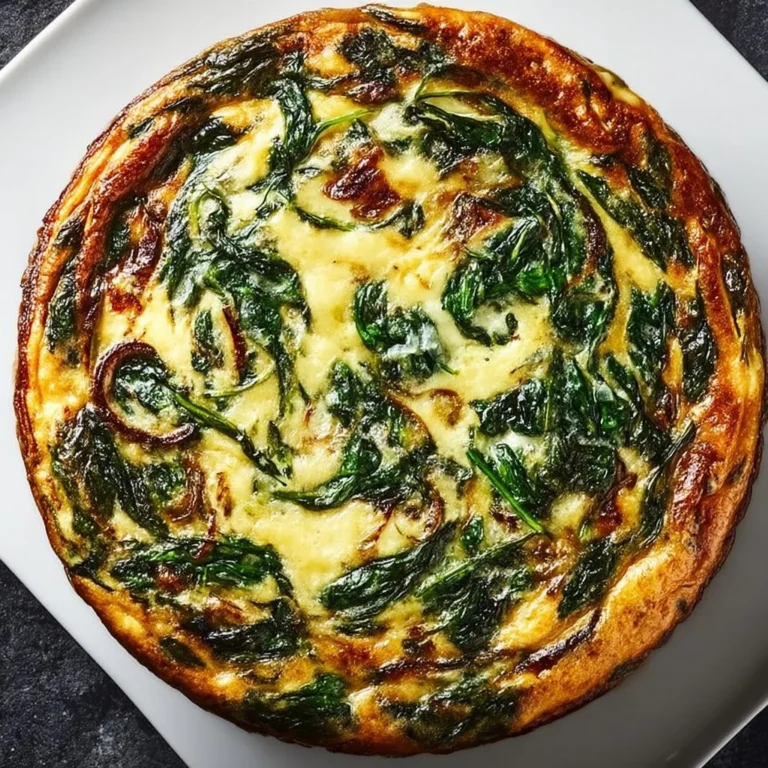 Crustless spinach and Gruyère quiche served on a plate.