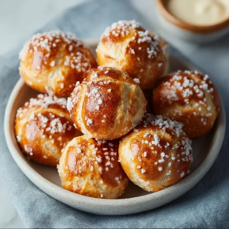 Homemade easy soft pretzel bites served with mustard