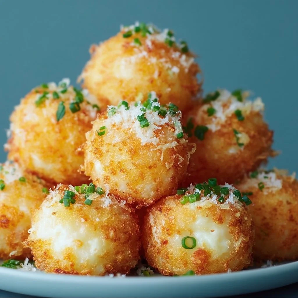 Crispy fried mashed potato balls served on a plate
