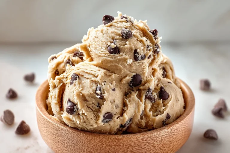 Bowl of Greek yogurt cookie dough with chocolate chips and nuts
