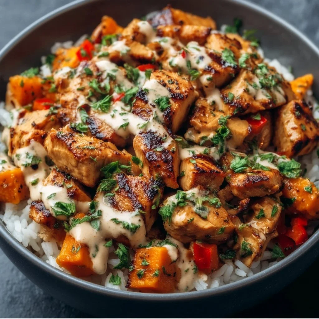 Healthy Chicken & Sweet Potato Rice Bowl