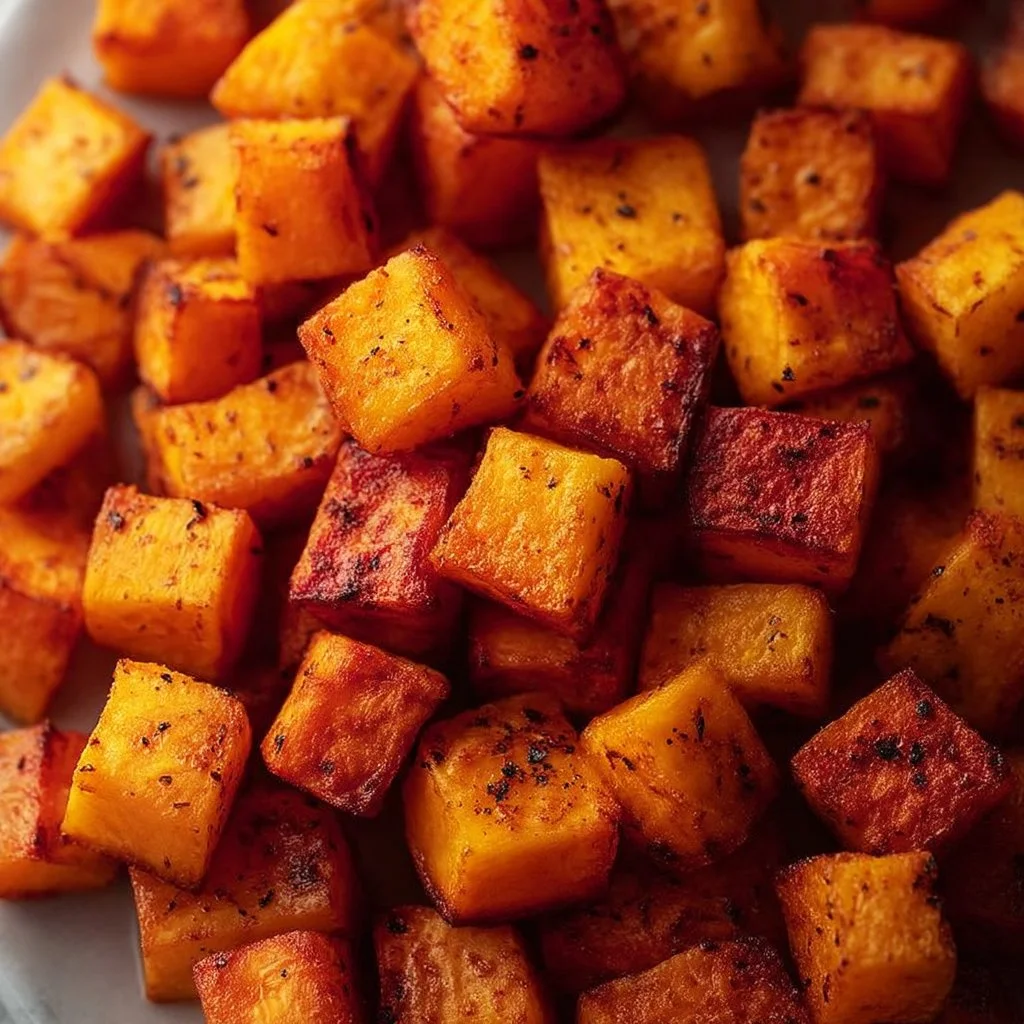 Juicy Roasted Sweet Potato Cubes