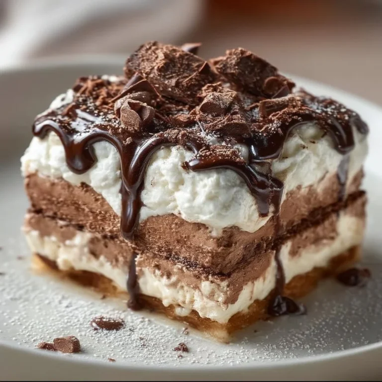 Delicious Keto Hot Chocolate Lasagna served in a dish