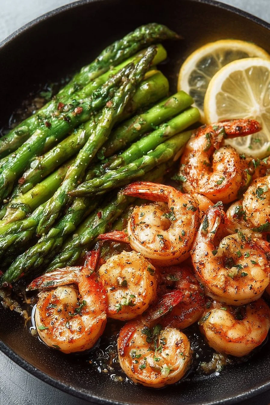 Lemon Garlic Butter Shrimp with Asparagus