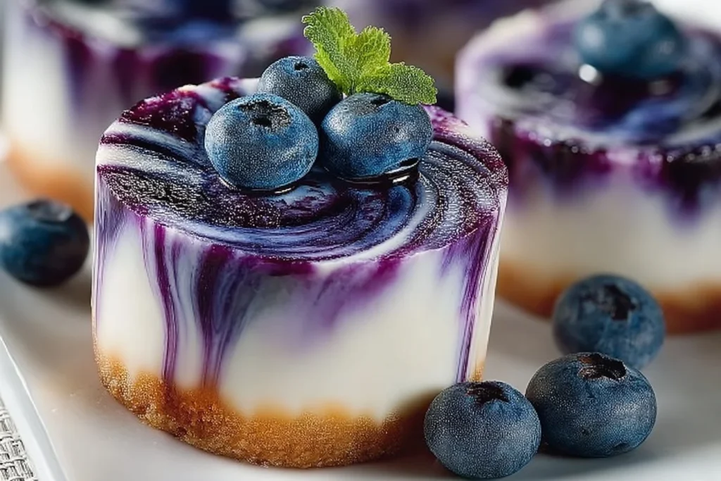 Assorted low calorie blueberry desserts on a table