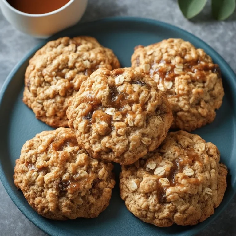 Low sugar applesauce oatmeal cookies on a wooden table