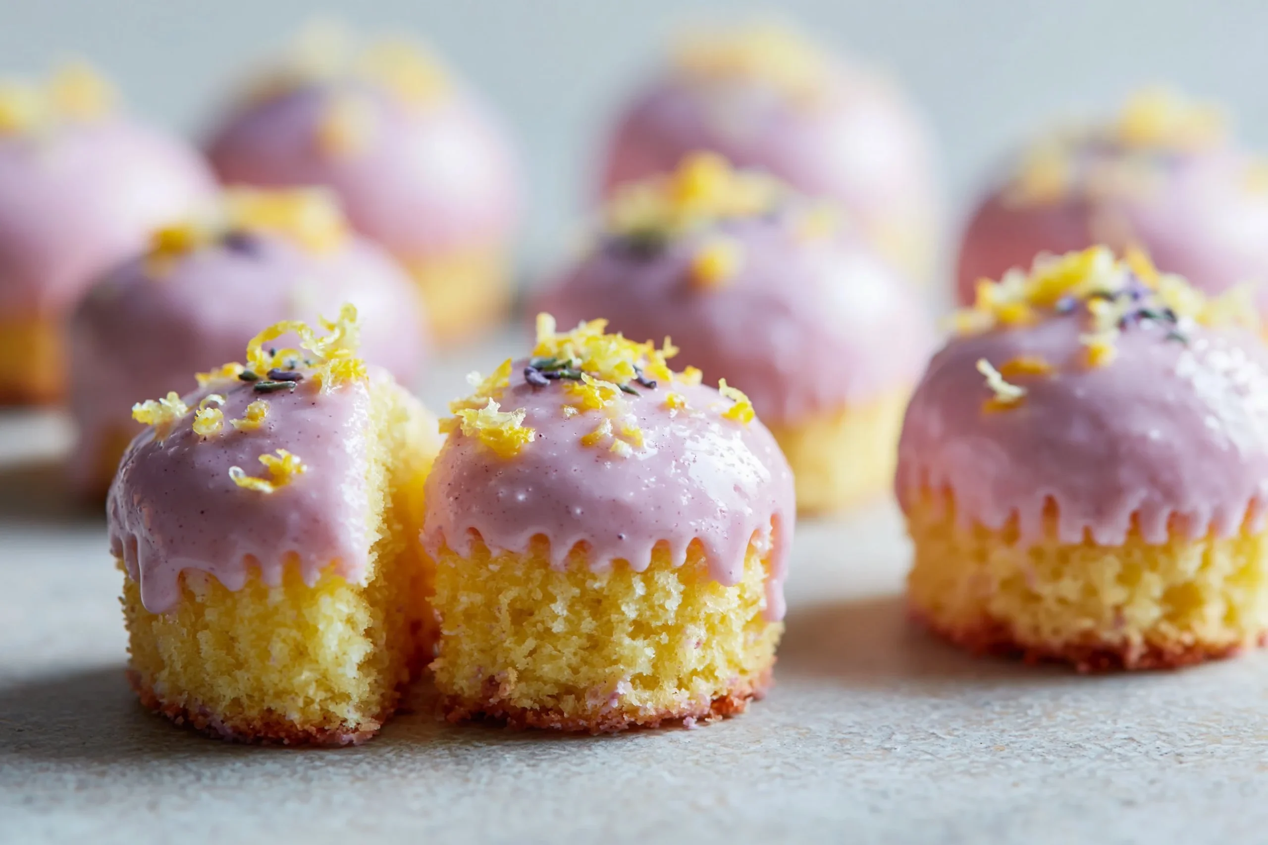 Mini Lemon Cakes With Lavender Glaze