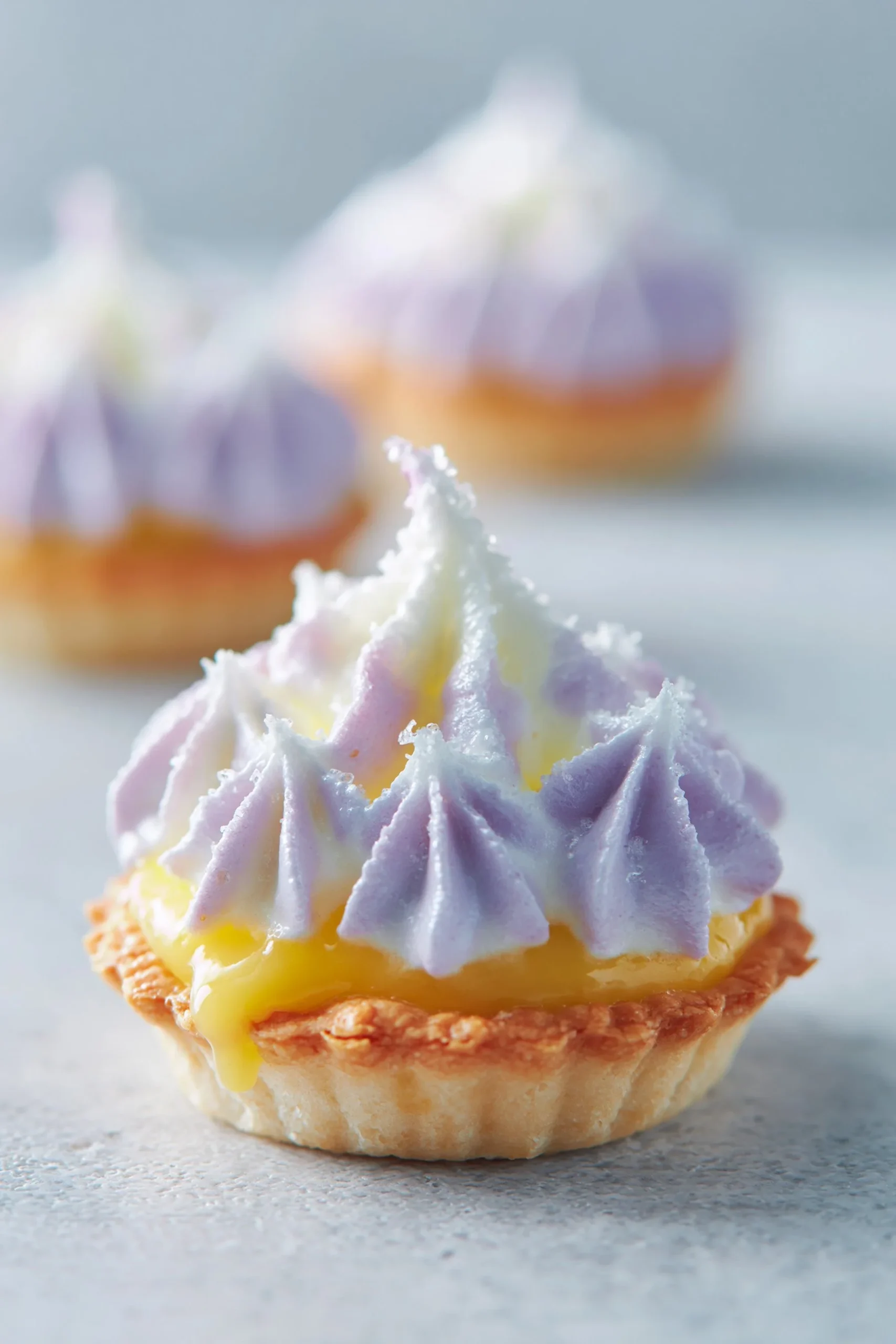 Mini Lemon Tart with Lilac Meringue