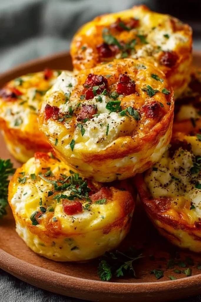 Muffin tin filled with cottage cheese egg bites fresh out of the oven